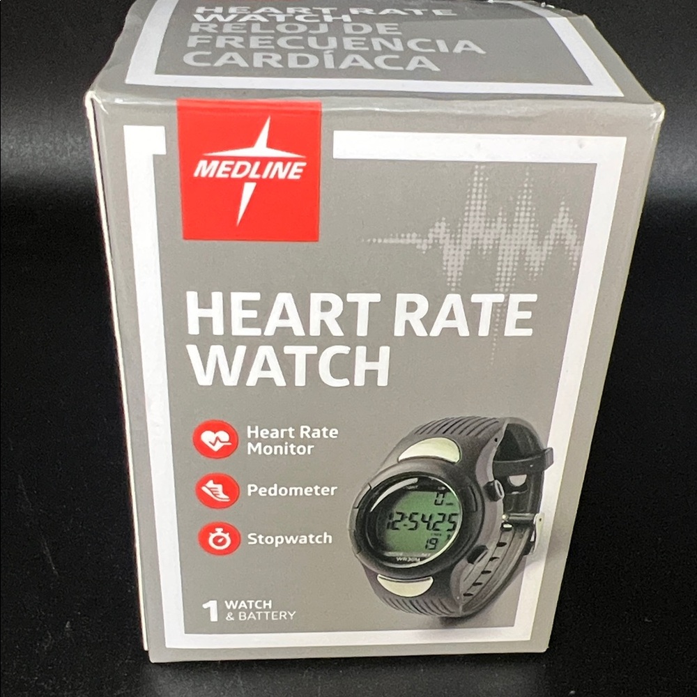 New Medline Heart Rate Watch - Black/Gray